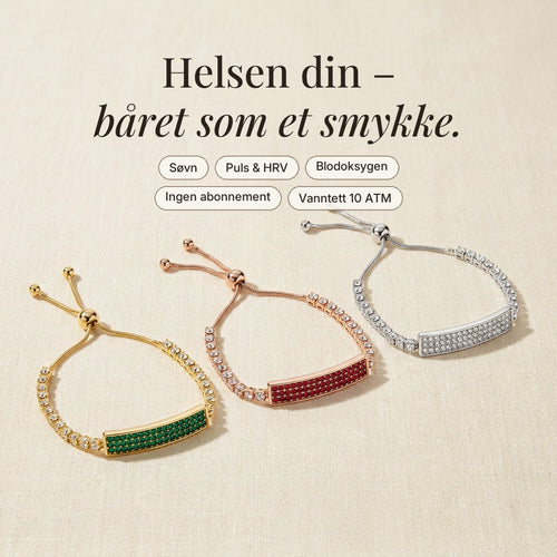Selma Fitband i tre utførelser: smaragdgull, karminrosé og krystallsølv